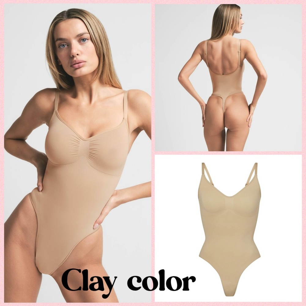 Skims SCULPTING THONG BODYSUIT Clay FIRM